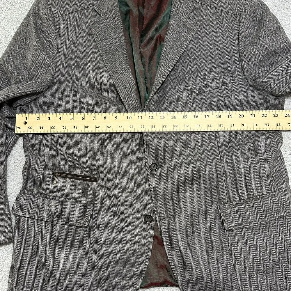 Ibiza Pagano Men’s 100% Gray Wool‎ Blazer Black Armpatch Size 46 R With Flaws